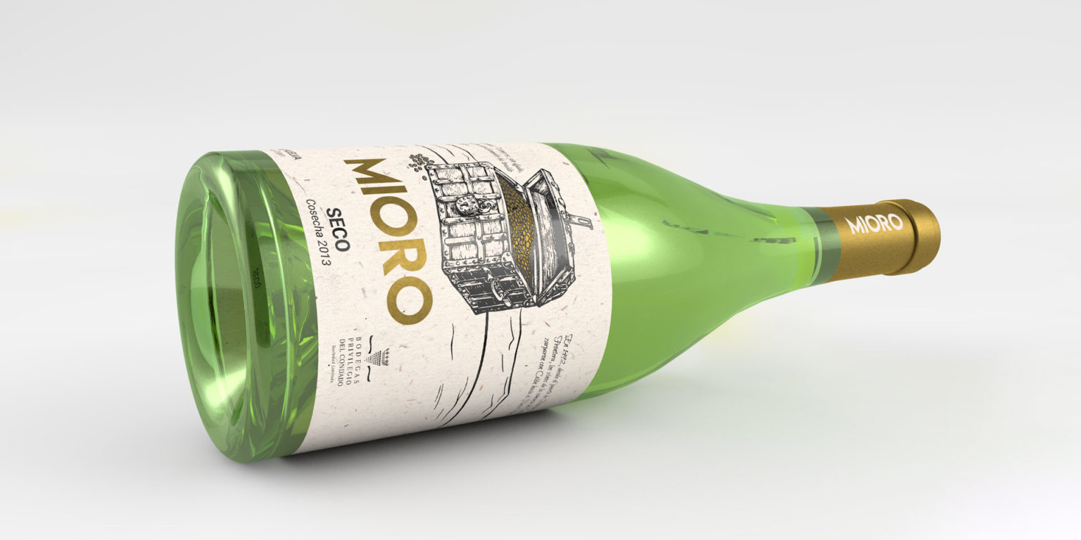 Botella tumbada vino Mioro