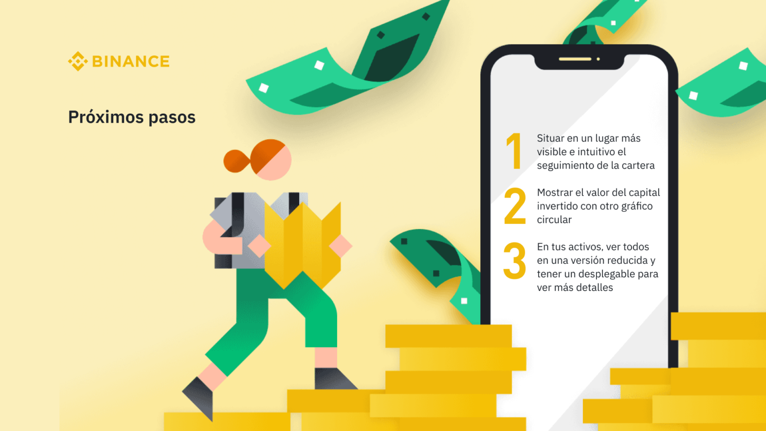 Próximos pasos de la funcionalidad de Binance